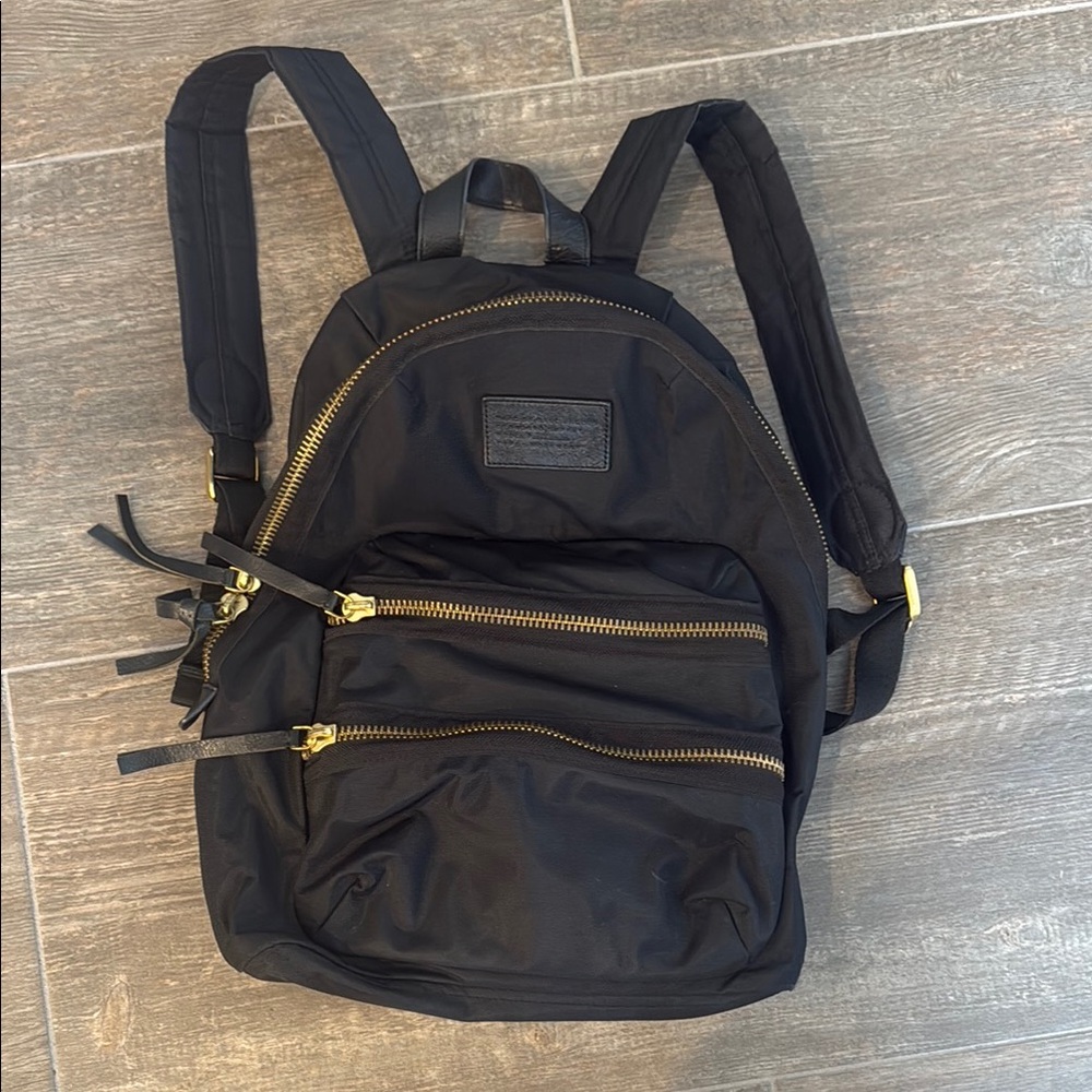 Marc Jacobs Black Backpack with Gold Accents